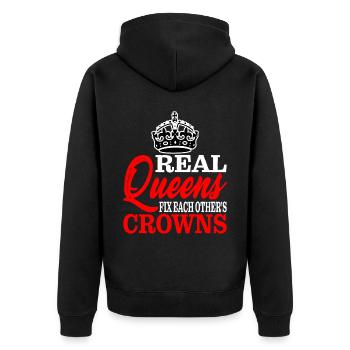 Real Queens Fix Each Other's Crowns 2 - Unisex Premium Organic Zip Hoodie - black - Back - Nico (187cm)