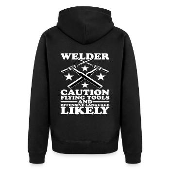 Welder, Flying Tools and Offensive Language 2 - Unisex Premium Organic Zip Hoodie - black - Back - Nico (187cm)