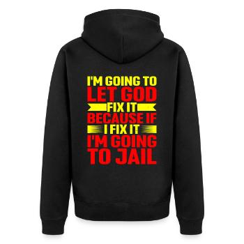Parce que si je le répare, je vais en prison 6 - Veste à capuche bio Premium Unisexe - noir - Dos - Nico (187cm)