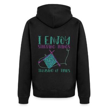 I Enjoy Stabbing Things Thousands Of Times 2 - Unisex Premium Bio Zip Hoodie - Schwarz - Hinten - Nico (187cm)