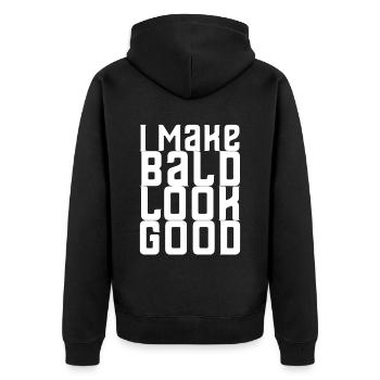 I Make Bald Look Good - Unisex Premium Bio Zip Hoodie - Schwarz - Hinten - Nico (187cm)