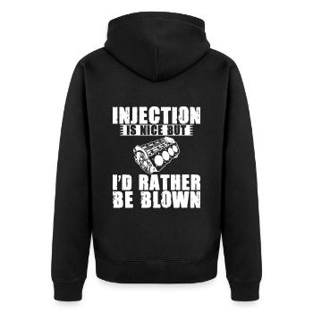 Injection Is Nice But I'd Rather Be Blown 3 - Unisex Premium Organic Zip Hoodie - black - Back - Nico (187cm)
