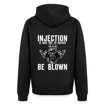 Injection Is Nice But I'd Rather Be Blown - Unisex Premium Organic Zip Hoodie - black - Back - Nico (187cm)
