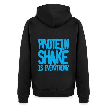 Protein Shake Is Everything - Unisex Premium Organic Zip Hoodie - black - Back - Nico (187cm)