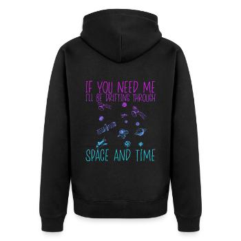 Je vais dériver à travers l’espace et le temps 3 - Veste à capuche bio Premium Unisexe - noir - Dos - Nico (187cm)
