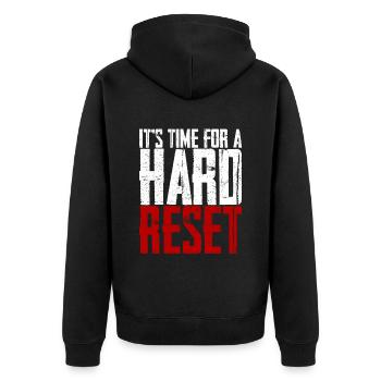 It's Time For A Hard Reset 2 - Unisex Premium Organic Zip Hoodie - black - Back - Nico (187cm)