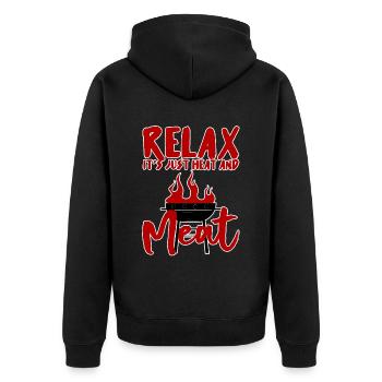 Relax, It's Just Heat And Meat 4 - Unisex Premium Organic Zip Hoodie - black - Back - Nico (187cm)