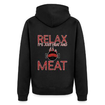 Relax, It's Just Heat And Meat 2 - Unisex Premium Organic Zip Hoodie - black - Back - Nico (187cm)