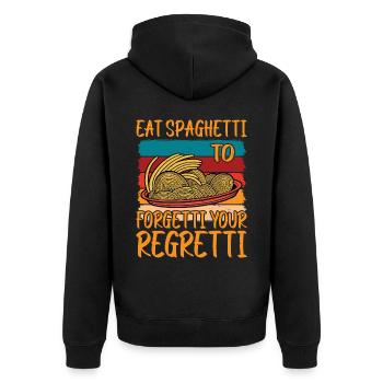 Eat Spaghetti To Forgetti Your Regretti 9 - Unisex Premium Bio Zip Hoodie - Schwarz - Hinten - Nico (187cm)