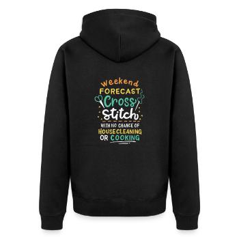 Weekend Forecast Cross Stitch - Unisex Premium Organic Zip Hoodie - black - Back - Nico (187cm)