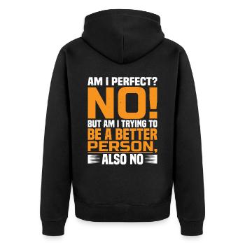 Mais est-ce que j’essaie d’être une meilleure personne? Donc No 2 - Veste à capuche bio Premium Unisexe - noir - Dos - Nico (187cm)