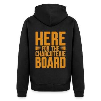 Ici pour la Charcuterie Board 9 - Veste à capuche bio Premium Unisexe - noir - Dos - Nico (187cm)