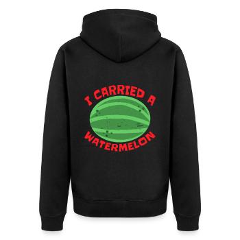 J’ai porté une pastèque 12 - Veste à capuche bio Premium Unisexe - noir - Dos - Nico (187cm)