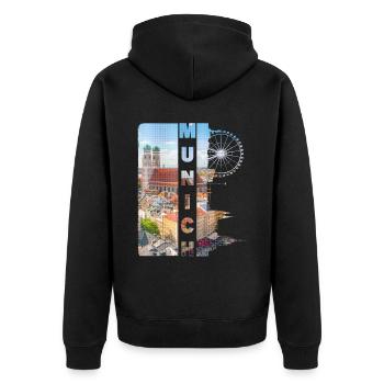 Munich Germany City Skyline Home Love - Unisex Premium Organic Zip Hoodie - black - Back - Nico (187cm)