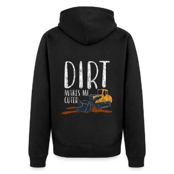 Dirt Makes Me Cuter 4 - Unisex Premium Organic Zip Hoodie - black - Back - Nico (187cm)