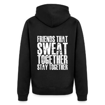 Friends That Sweat Together Stay Together 3 - Unisex Premium Bio Zip Hoodie - Schwarz - Hinten - Nico (187cm)