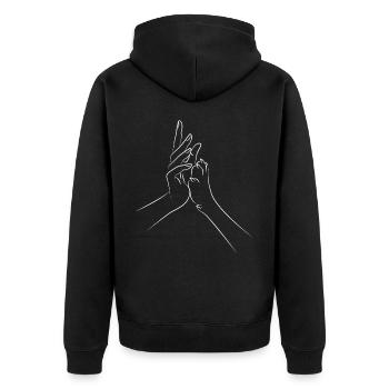 frauchen hand pfote hund liebe spruch geschenk - Unisex Premium Bio Zip Hoodie - Schwarz - Hinten - Nico (187cm)