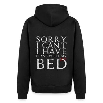 Sorry I Can't I Have Plans With My Bed 4 - Unisex Premium Organic Zip Hoodie - black - Back - Nico (187cm)