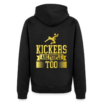 Kickers Are People Too 15 - Unisex Premium Bio Zip Hoodie - Schwarz - Hinten - Nico (187cm)