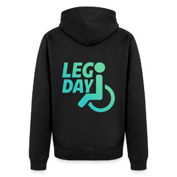 Leg Day Fauteuil roulant handicapé 22 - Veste à capuche bio Premium Unisexe - noir - Dos - Nico (187cm)
