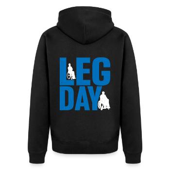 Leg Day Fauteuil roulant handicapé 24 - Veste à capuche bio Premium Unisexe - noir - Dos - Nico (187cm)