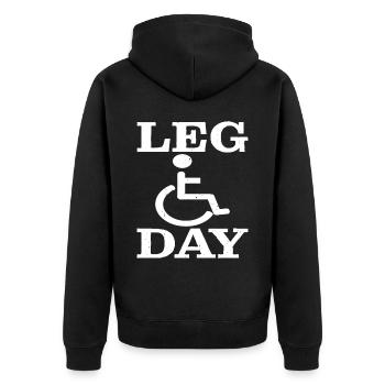 Leg Day Fauteuil roulant handicapé 23 - Veste à capuche bio Premium Unisexe - noir - Dos - Nico (187cm)