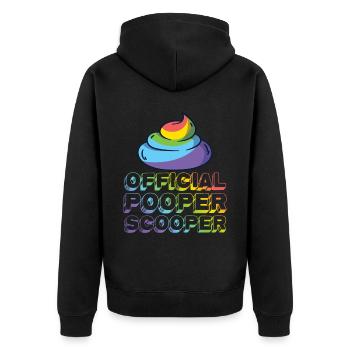 Official Pooper Scooper 14 - Unisex Premium Bio Zip Hoodie - Schwarz - Hinten - Nico (187cm)