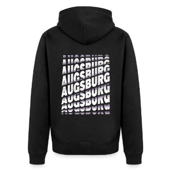 Augsburg Deutschland Stadt Schrift Skyline Heimat - Unisex Premium Bio Zip Hoodie - Schwarz - Hinten - Nico (187cm)