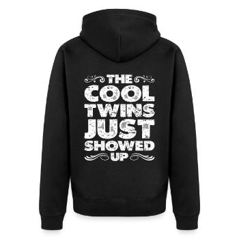 The Cool Twins Just Showed Up 16 - Unisex Premium Organic Zip Hoodie - black - Back - Nico (187cm)
