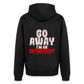Go Away I'm An Introvert 3 - Unisex Premium Bio Zip Hoodie - Schwarz - Hinten - Nico (187cm)