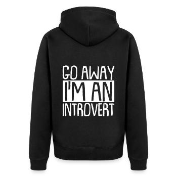 Go Away I'm An Introvert 4 - Unisex Premium Bio Zip Hoodie - Schwarz - Hinten - Nico (187cm)