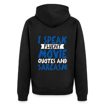 Je parle couramment des citations de films et du sarcasme 4 - Veste à capuche bio Premium Unisexe - noir - Dos - Nico (187cm)