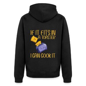 If It Fits In A Toaster, I Can Cook It - Unisex Premium Bio Zip Hoodie - Schwarz - Hinten - Nico (187cm)
