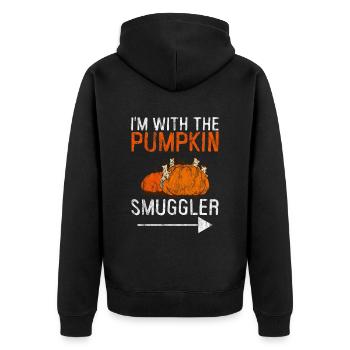 I'm With The Pumpkin Smuggler 3 - Unisex Premium Bio Zip Hoodie - Schwarz - Hinten - Nico (187cm)