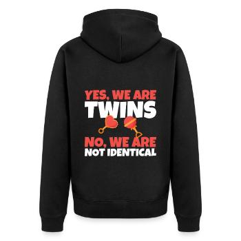 Yes, We Are Twins, No, We Are Not Identical 2 - Unisex Premium Organic Zip Hoodie - black - Back - Nico (187cm)