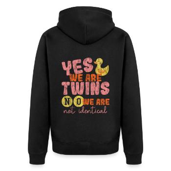 Yes, We Are Twins, No, We Are Not Identical 3 - Unisex Premium Organic Zip Hoodie - black - Back - Nico (187cm)