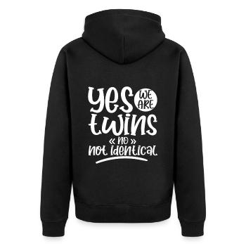 Yes, We Are Twins, No, We Are Not Identical 4 - Unisex Premium Organic Zip Hoodie - black - Back - Nico (187cm)