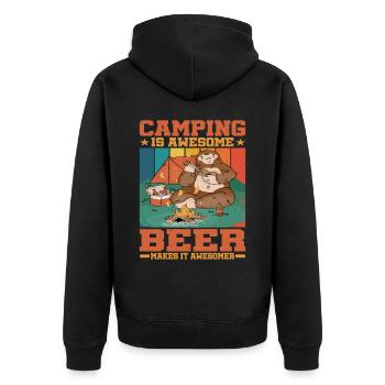 Camping Is Awesome, Beer Makes It Awesomer 2 - Unisex Premium Organic Zip Hoodie - black - Back - Nico (187cm)