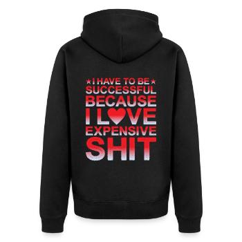 Be Successful Because I Love Expensive Shit - Unisex Premium Bio Zip Hoodie - Schwarz - Hinten - Nico (187cm)