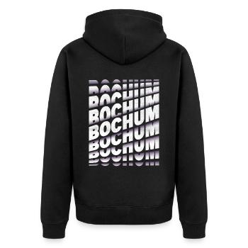 Bochum Deutschland Stadt Schrift Skyline Heimat - Unisex Premium Bio Zip Hoodie - Schwarz - Hinten - Nico (187cm)