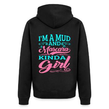 I'm A Mud And Mascara Kinda Girl 2 - Unisex Premium Bio Zip Hoodie - Schwarz - Hinten - Nico (187cm)