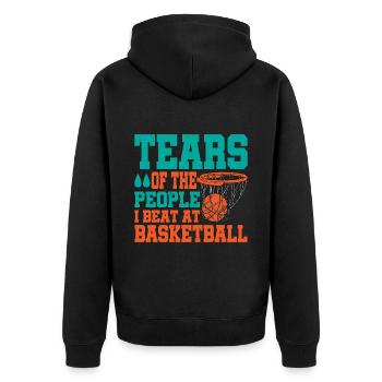 Les larmes des gens que j’ai battus au basketball - Veste à capuche bio Premium Unisexe - noir - Dos - Nico (187cm)