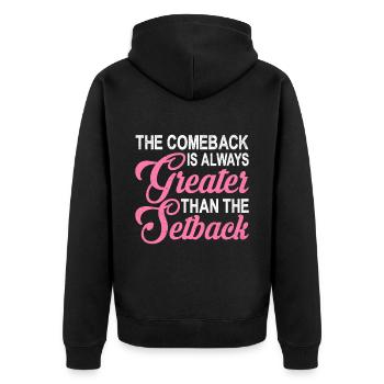 The comeback is always greater than the setback 2 - Unisex Premium Organic Zip Hoodie - black - Back - Nico (187cm)