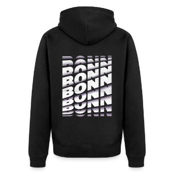 Bonn Deutschland Stadt Schrift Skyline Heimat - Unisex Premium Bio Zip Hoodie - Schwarz - Hinten - Nico (187cm)