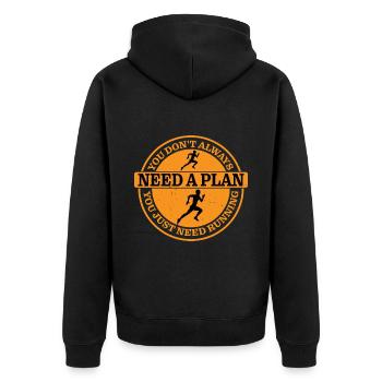 You Dont Always Need A Plan, You Just Need Running - Unisex Premium Bio Zip Hoodie - Schwarz - Hinten - Nico (187cm)