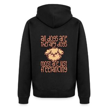 All Dogs Are Therapy Dogs, Most Are Freelancing 1 - Unisex Premium Bio Zip Hoodie - Schwarz - Hinten - Nico (187cm)