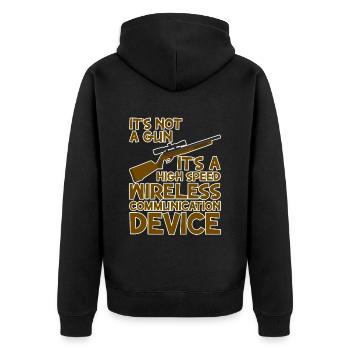 It's A High Speed Wireless Communication Device - Unisex Premium Bio Zip Hoodie - Schwarz - Hinten - Nico (187cm)