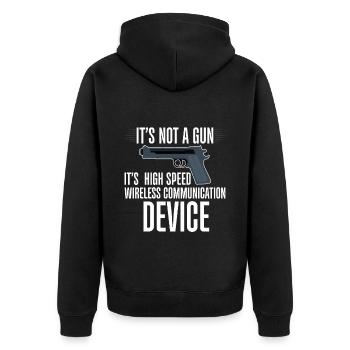 It's A High Speed Wireless Communication Device 3 - Unisex Premium Bio Zip Hoodie - Schwarz - Hinten - Nico (187cm)