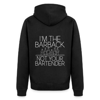 I'm The Barback Not Your Bartender - Unisex Premium Organic Zip Hoodie - black - Back - Nico (187cm)