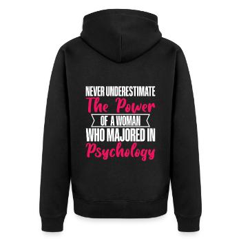 Le pouvoir d’une femme qui s’est spécialisée en psychologie - Veste à capuche bio Premium Unisexe - noir - Dos - Nico (187cm)